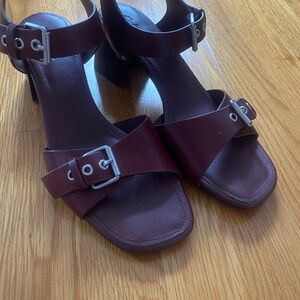 Madewell Dark Red Buckle Heels